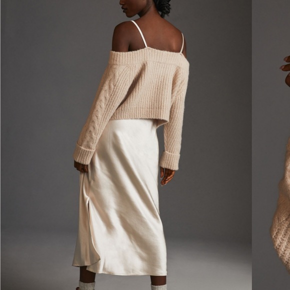 🦢 Anthropologie Mare Mare Twofer Satin Slip Dress and Sweater Set - Picture 3 of 10